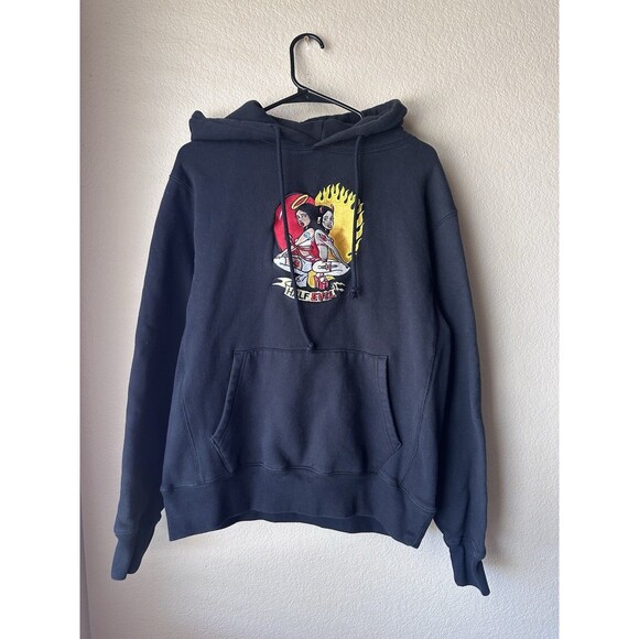 Half Evil Embroidered Heaven + Hell Hoodie Black Men’s Size Large - Picture 1 of 10